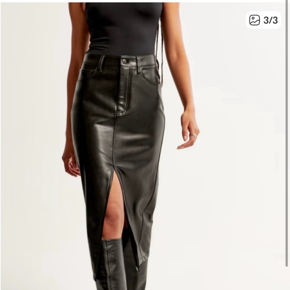 Abercrombie & Fitch Black Leather Pencil Skirt